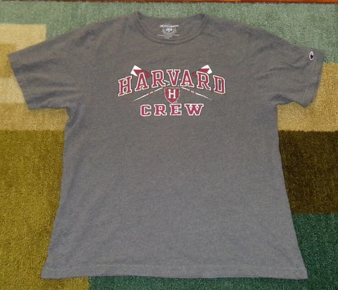 Rare VINTAGE-Style CHAMPION Authentic HARVARD UNIVERSITY Crimson CREW SHIRT L Cover