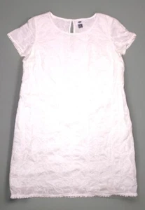 Old Navy Womens Dress L White Embroidered Short Sleeve Pom Pom Fringe Lined - Picture 1 of 8