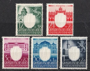 GERMAN POLAND GENERAL GOVT MI #105-9, SC #NB28-32 VF/MNH 1943 WWII COMPLETE SET - Picture 1 of 1