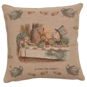A Mad Tea Party Alice In Wonderland Woven Tapestry Cushion Cover (Cover Only) - Picture 1 of 3