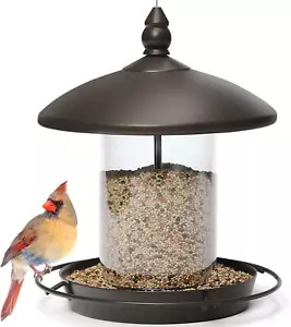 Metal Roof Bird Feeder - Chew Proof for Outdoor Hanging Wild Bird Seeds. Bronze - Picture 1 of 12