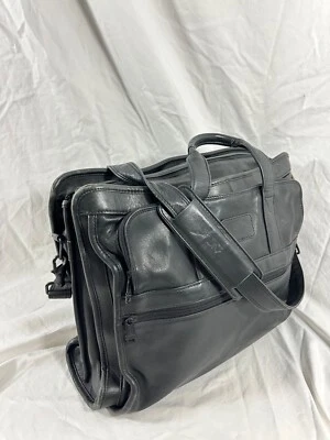 Maletín Mensajero Tumi Vintage Cuero Napa Negro Multi Bolsillo Foto 1 de 4