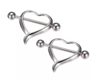 Surgical Stainless Steel Nipple Jewelry Hearts - Picture 1 of 1