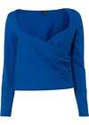 Cropped Langarmshirt Gr. 44/46 Arktikblau Damen-Shirt Bluse Tunika Oberteil Neu*