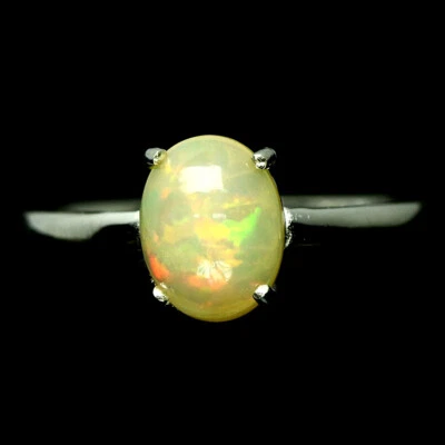 Shola Vero Naturalenaturale Prezioso Opale Anello Con Gioco Colori Gr.18 Argento - Immagine 1 di 3