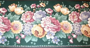 33 feet Wallpaper Border Cabbage Roses Mixed Flowers Green EH00144 Cottage Chic - Picture 1 of 2