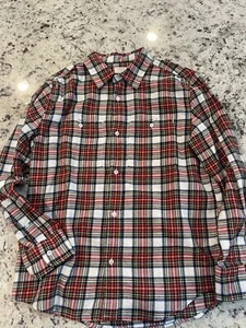 Crewcuts Boys Long Sleeve Shirt Size 12 Red Green Blue Plaid Christmas - Picture 1 of 3