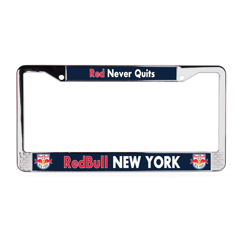 RedBull New York MLS 3D Polyurethane Domed Chrome License Plate Frame Car-SUV - Image 1 of 1