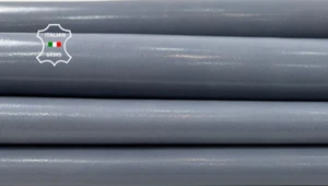 GREYISH BLUE SHINY VEGETABLE TAN Strong Goat leather 2 skins 10sqf 0.8mm #C4674 - Picture 1 of 7