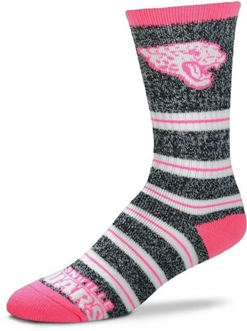 Jacksonville Jaguars Football Gray Marbled Pink Melange Striped Crew Socks Cover
