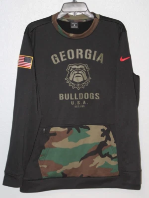 Nike Georgia Bulldogs Military Sideline Dri-FIT Crewneck Sweatshirt LARGE DD4301 - Image 1 of 4