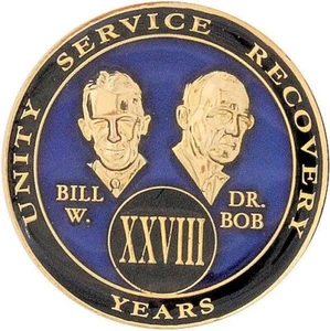 28 años AA Medallón de Aniversario (Tri-Placa) - TRIBB - Bill & Bob - Imagen 1 de 2