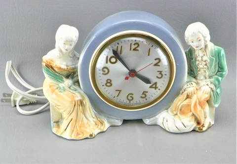 Vintage Porcelain Cermaic Colonial Man Woman Decorative Mantel Shelf Clock PARTS Cover