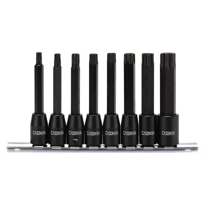 8 Piece 3/8” Drive Extra Long Torx Star Bit Socket Set T30-T70 S2 Steel 3.5-i... - Image 1 of 4