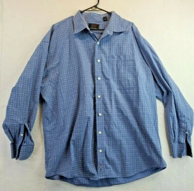 Camisa Greg Norman Azul A Cuadros Manga Larga Con Botones Para Hombre 2XB Foto 1 de 4