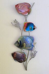 dekoratives Wanddeko Objekt aus Metall Motiv Fische