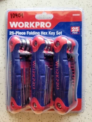 WORKPRO 25 Pieces Folding HEX Key Set, 3-Pack SAE & Metric Hex Key Set Torx Star - Image 1 of 2