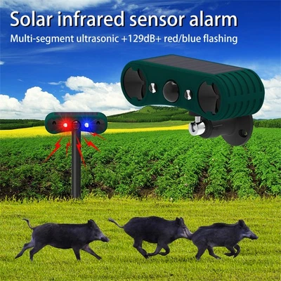 2X Outdoor Solar Wireless Motion Sensor Alarm 13 Sound Detector 130db Loud Noise - Image 1 of 4