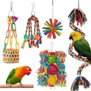 Bird Toys Parakeet Chewing Shredding Foraging with Rope Perch Hanging - Picture 1 of 7