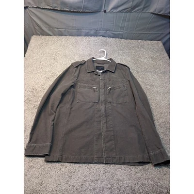 AllSaints Military Jacket Mens Large Olive Green Full Zip Utility Style Coat - Image 1 of 4