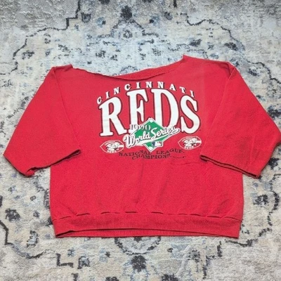 Vintage 1990 Cincinnati Reds World Series Crewneck Sweatshirt Red MLB Medium - Image 1 of 4