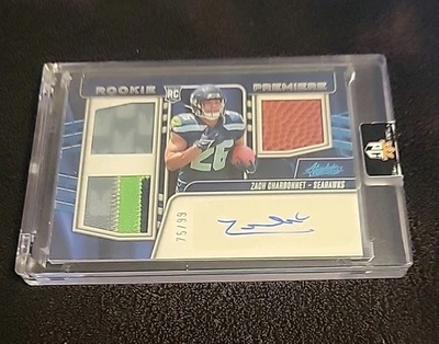 2023 Panini Absolute Zach Charbonnet Rookie Premiere Materials Auto 75/99💎  - Image 1 of 2