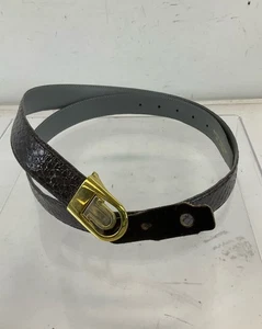 Taupe Brown Gray Snakeskin Embossed Leather Belt - Picture 1 of 3