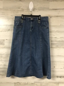 Christopher & Banks Panel Denim Rock Gr. 12 Midi A-Linie Y2K Landhaus Kern bescheiden - Bild 1 von 10