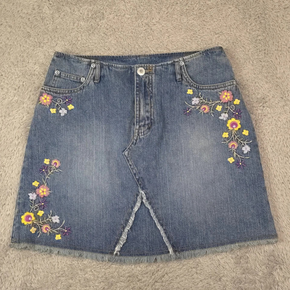 Vintage Lizzie McGuire Limited Too Y2K Embroidered Denim Mini Skirt Sz 6/8 RARE - Image 1 of 4