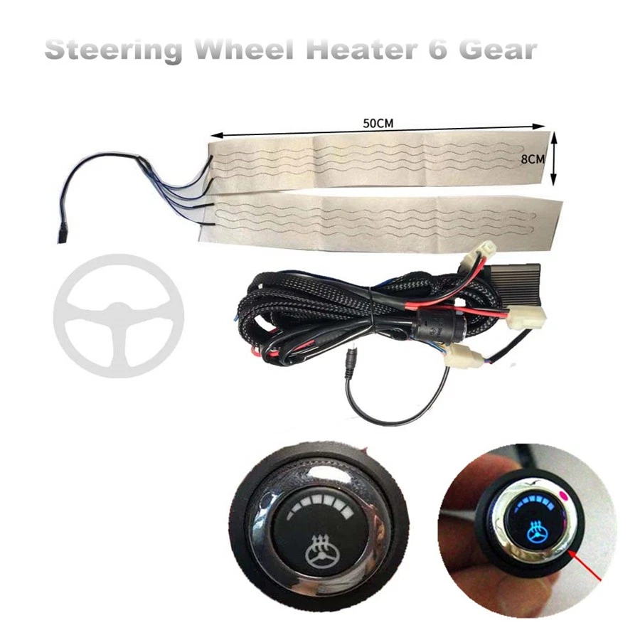 Car Carbon Fiber Heated Heating Steering Wheel w/ Signal Wheel 6LED Shift switch - Image 1 of 4