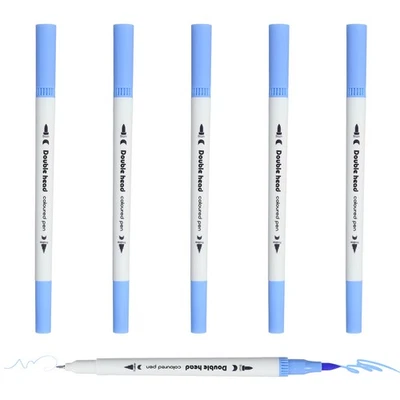 6Pack Dual Brush Markers, Light Blue Watercolor Fine and Brush Tips Pens - Image 1 of 4