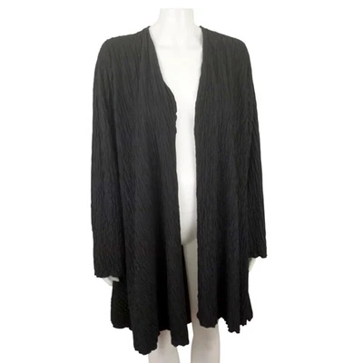 Cárdigan midi abierto de manga larga arrugado negro vintage Oscar de la Renta para mujer L Foto 1 de 4