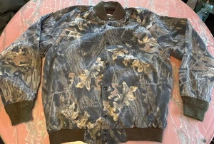 VTG 90s Jerzees Outdoors Mossy Oak Jacket Mens Medium Break Up Camouflage Bomber - Picture 1 of 12