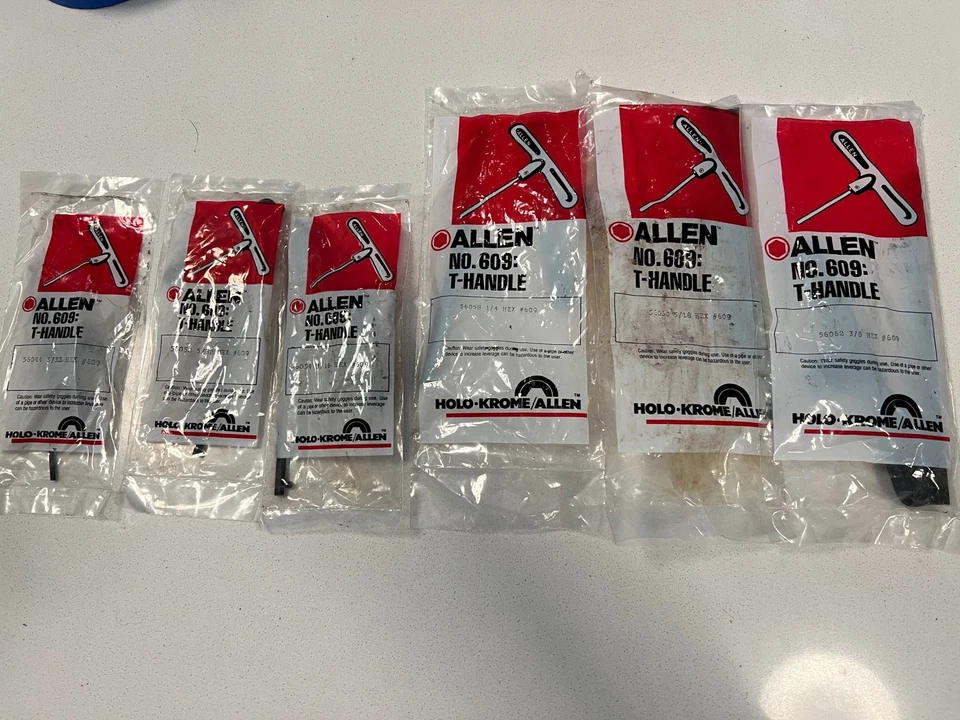 Genuine Allen Tools No. 609 6 Piece SAE T-Handle Allen Wrench Set *New* - Image 1 of 1