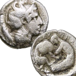 RARE HERAKLES on Right, Nemean Lion/ATHENA helmeted, hippocamp. Herakleia Coin - Picture 1 of 12