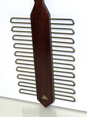 Vintage Walnut 11” Tie Rack with 20 Hangers Made in England Nice Wood Grain Foto 1 de 4