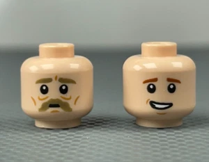 LEGO Minifigure Light Nougat Head Dark Tan Eyebrows Moustache Cheek Lines Smile - Picture 1 of 7