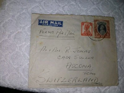 INDIA BRITÁNICA-(-1946-)-FUERZAS CORREO AÉREO CUBIERTA A ASCONA, TICINO-SUIZA-VF Foto 1 de 2