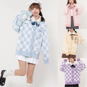 Cartoon My Melody Embroidery Cardigan Women Jk Uniform Plus Size Knitted Sweater - Picture 1 of 17