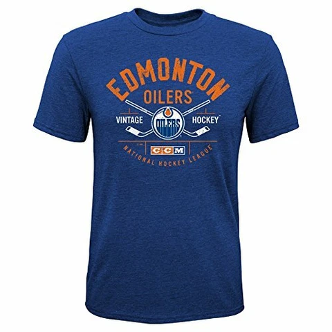 NHL Edmonton Oilers Boys Even Strength Triblend Short Sleeve Tee, Medium/(10 Cover