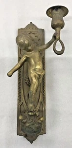 Vintage Kerzenständer Messing Junge Kind (Wandmontage) - Bild 1 von 12