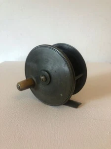 Antique Collectable Brass Fishing Reel, with Marble Effect Handle. 8.5cm across. - Picture 1 of 14