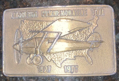 Lindbergh Conmemorativo Tour Hebilla Cinturón 1977 Aviación De Colección Foto 1 de 3