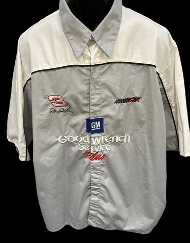 Dale Earnhardt Goodwrench Plus Snap Button Short Sleeve Men Size XXL Sm Stain Cover