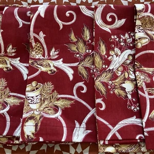 Noble Excellence 100% Baumwolle Weihnachten/Feiertag Vögel DeNoel Neu Rot & Gold Posten - Bild 1 von 6