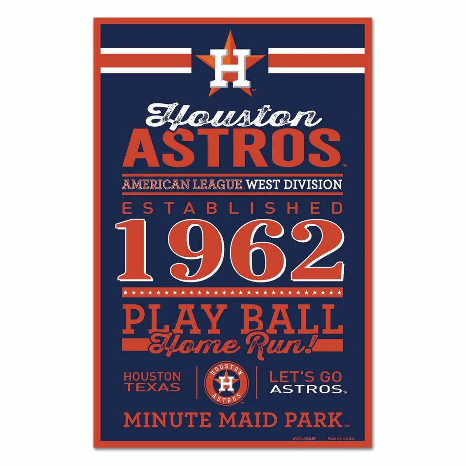 Houston Astros MLB 17" x 11" Wood Decorative Indoor Sign Wincraft - Image 1 of 1