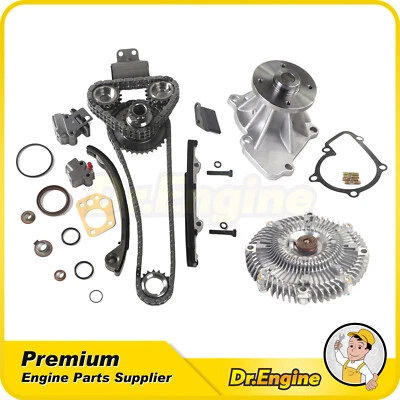 Kit de cadena de distribución bomba de agua con embrague ventilador apto 91-98 Nissan 240SX 2,4 L DOHC Foto 1 de 4