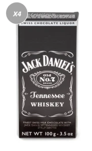 903955 4 X 100g BLOCKS OF JACK DANIELS FINEST SWISS MILK CHOCOLATE WITH WHISKEY - Picture 1 of 1