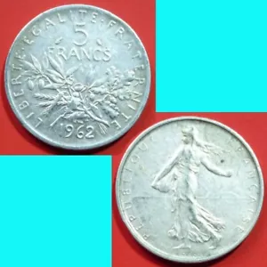 France French Francaise 5 Francs 1962 km 926 Silver 0.3221 oz - Picture 1 of 3