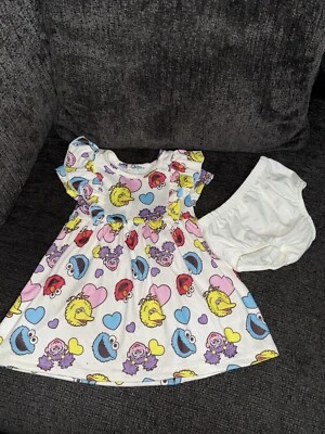 Vestido Calle Sésamo Talla 6M Niñas Elmo Cookie Monster Big Bird Abby Foto 1 de 4